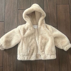ZARA faux fur hooded jacket for girls size 3-4